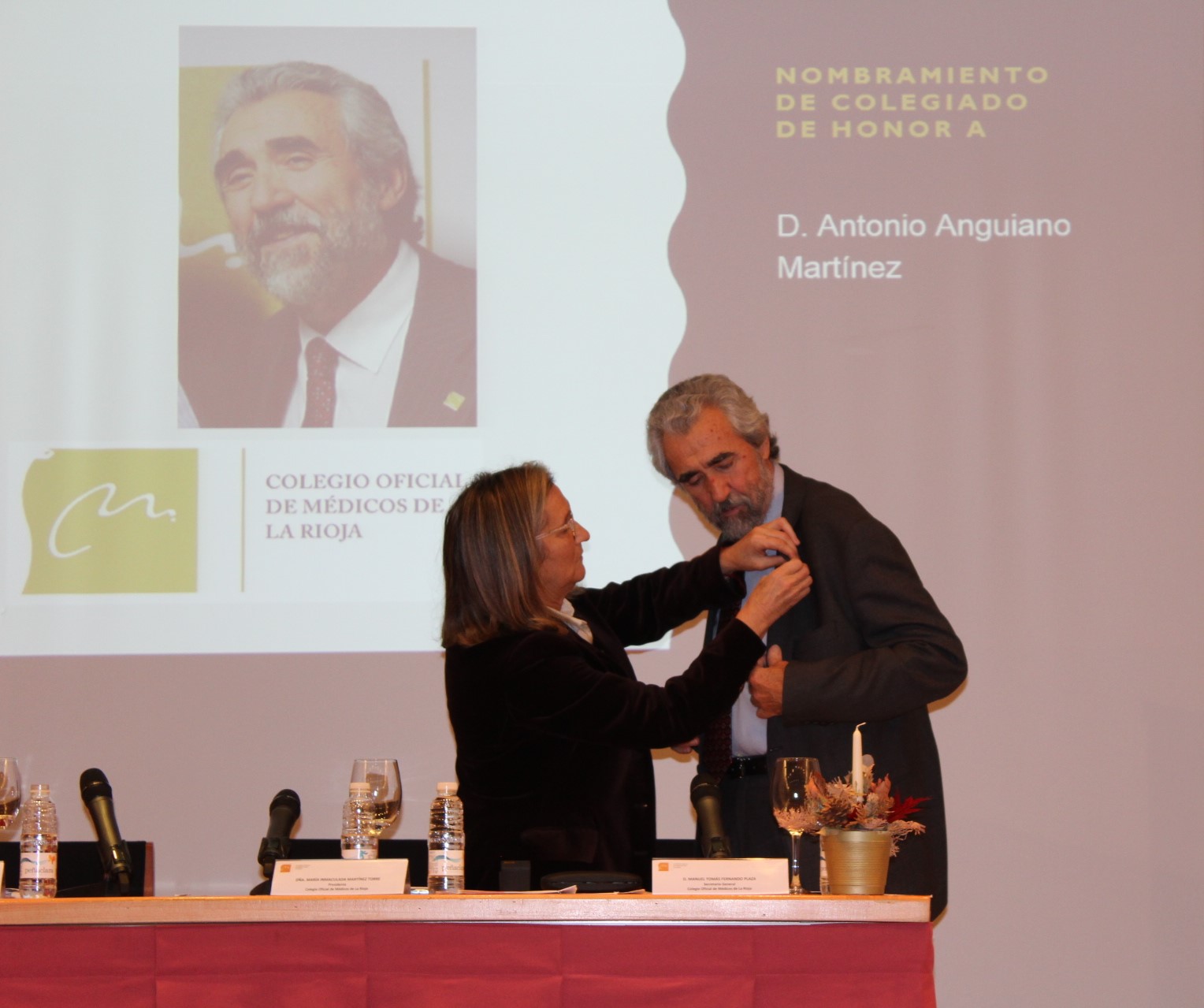La presidenta impone la insignia a Antonio Anguiano